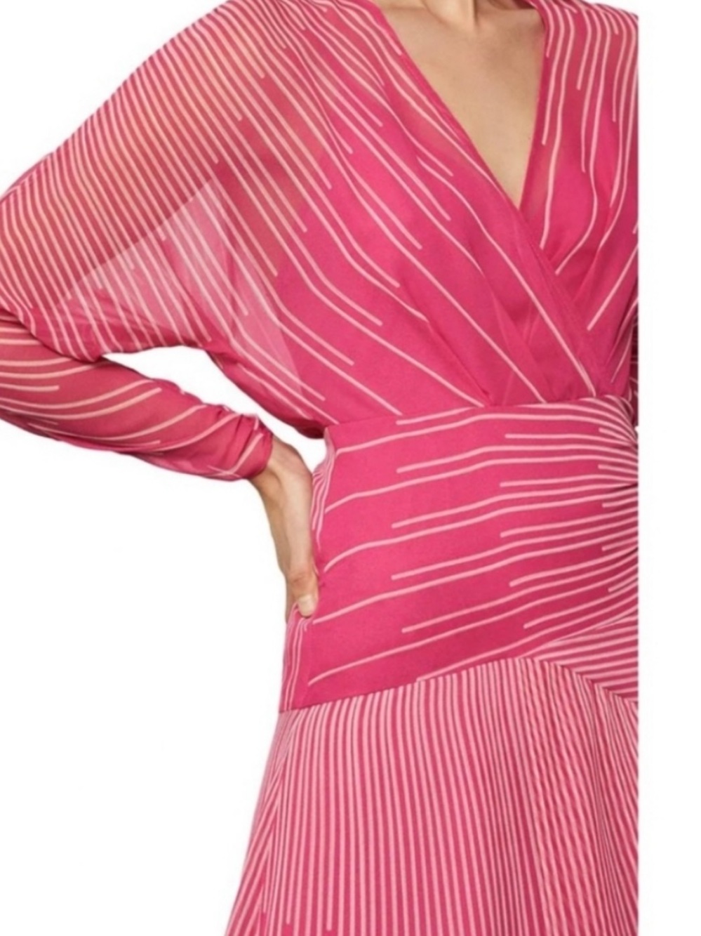 BCBGMaxazria Longsleeve Ruffle Coctail Dress Size 10 - Picture 3 of 16